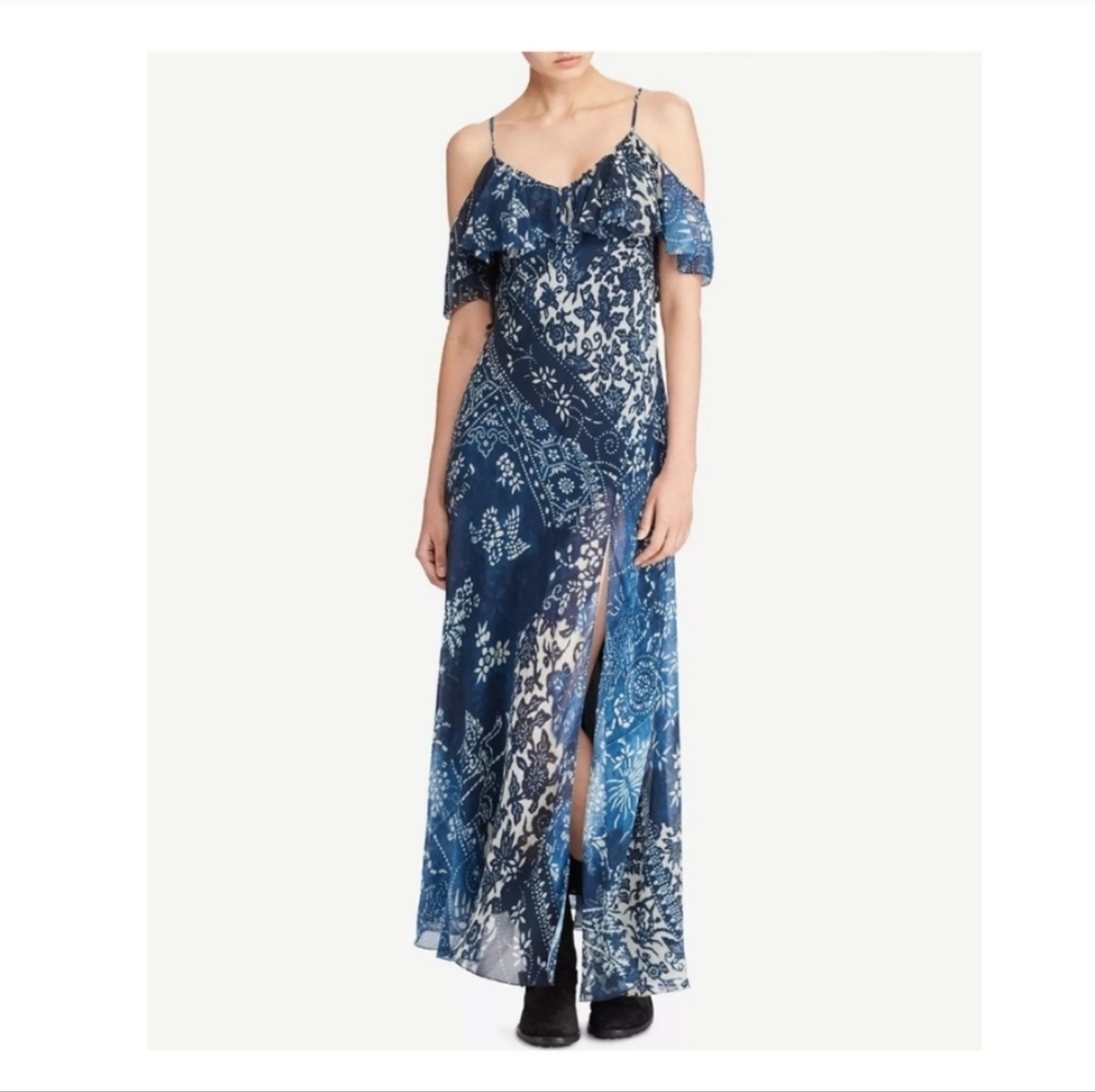 Polo Ralph Lauren Floral Cold-Shoulder Maxidress, Size 10